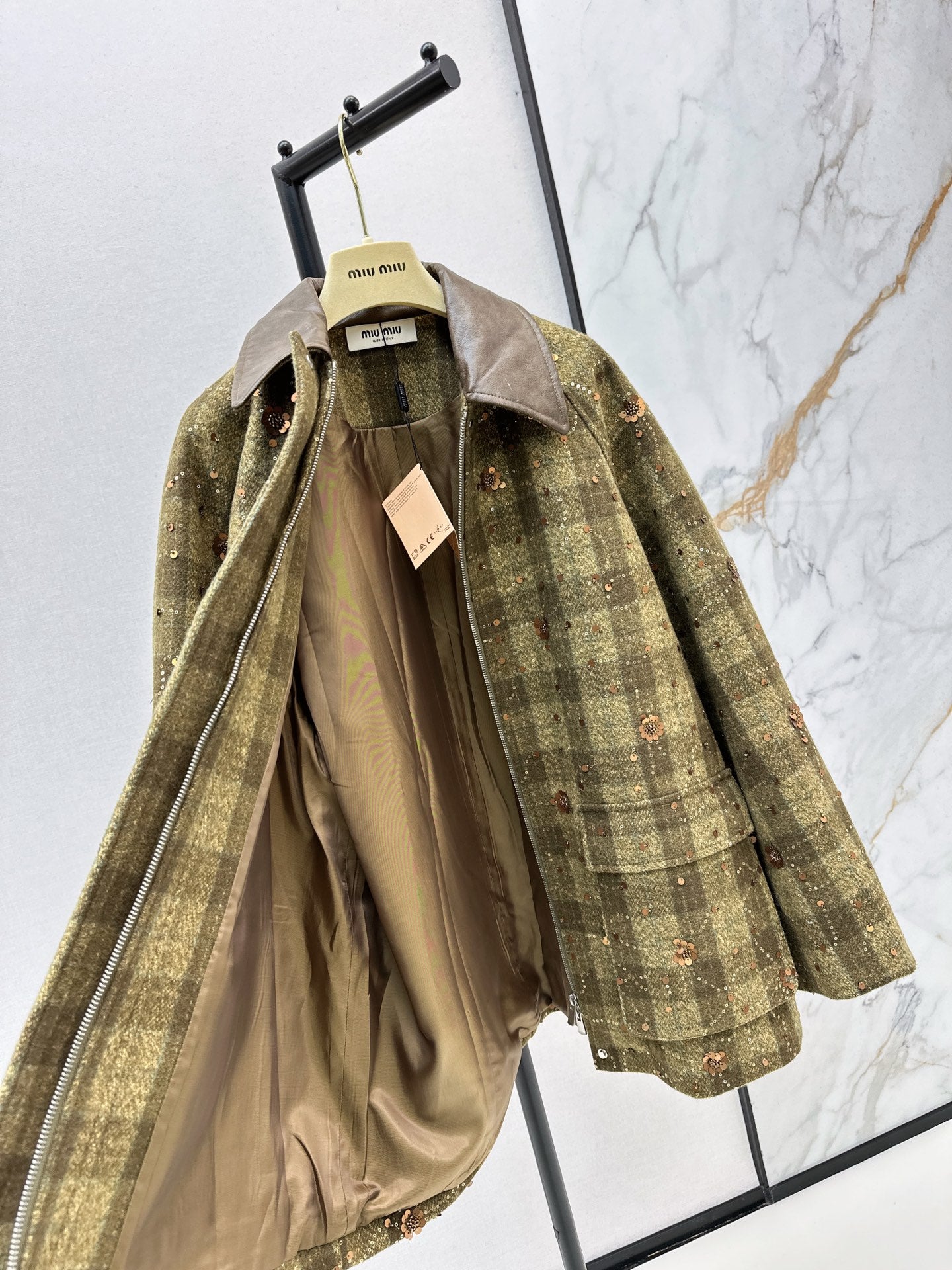 Mi 25 Plaid Series Beaded Sequin Fanl Jacket