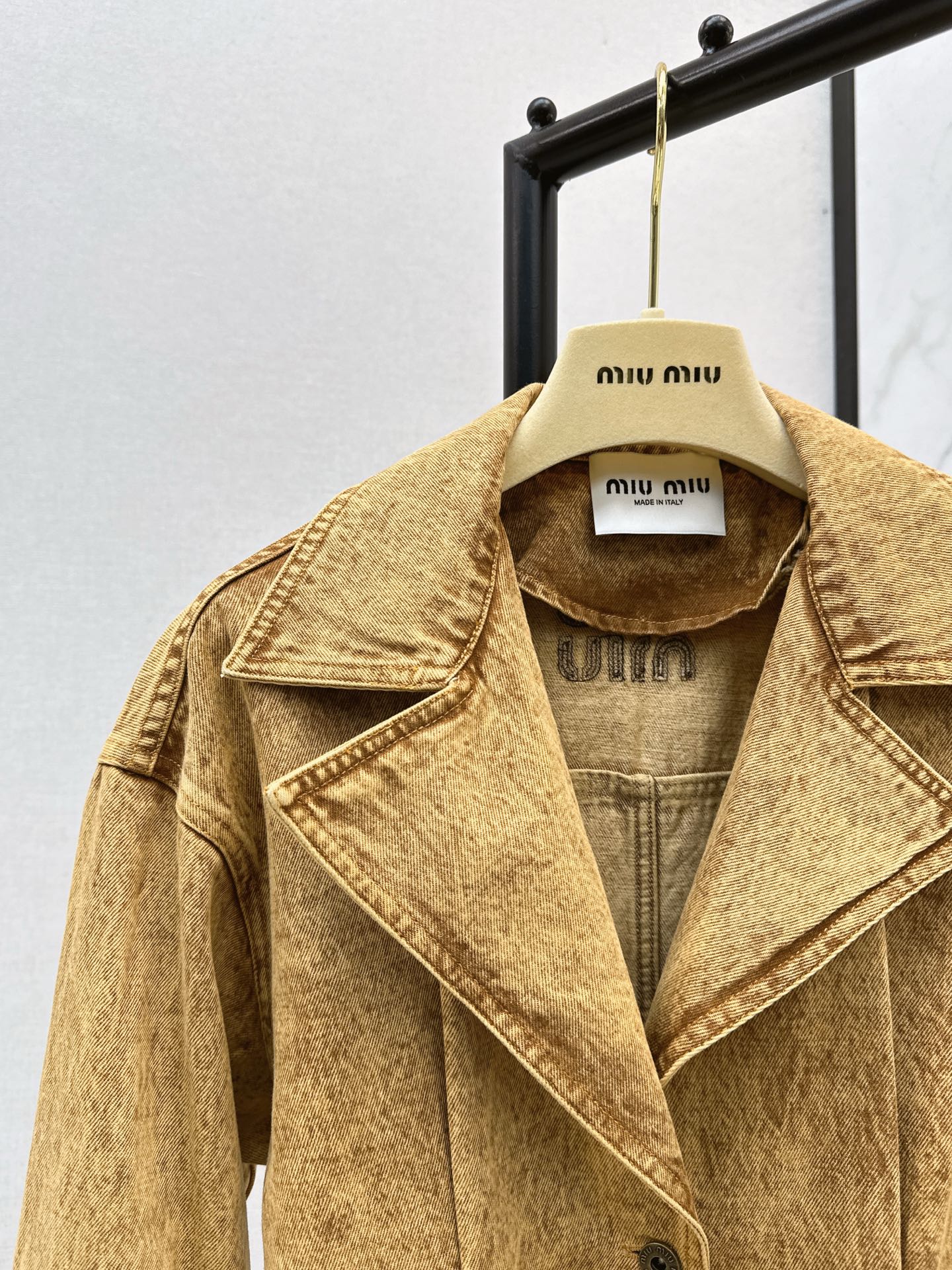 Mi 25 New double belt design denim jacket(KHAKI/GRAY)