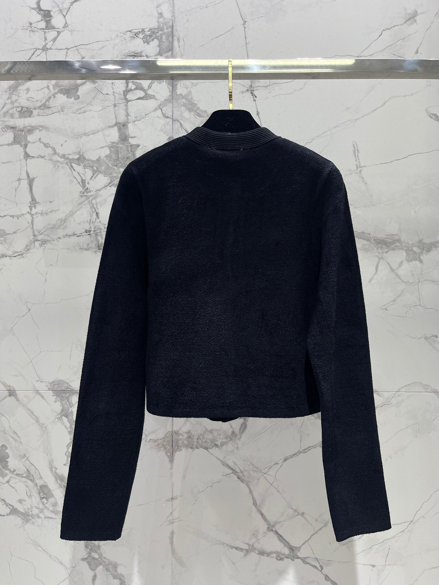 C 25 Multi-button decorative high-end black knitted wool cardigan
