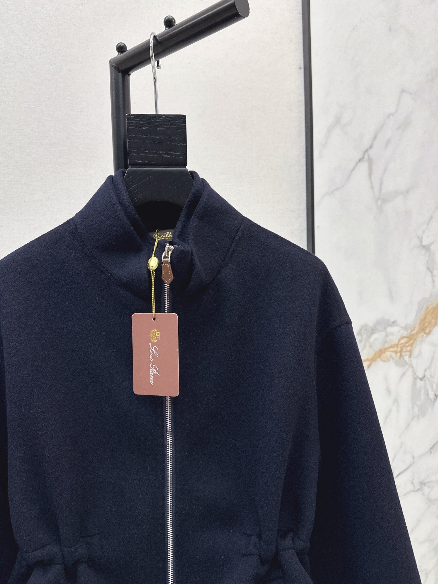 Lor 25 New Navy Blue Stand Collar Wool Cashmere Jacket