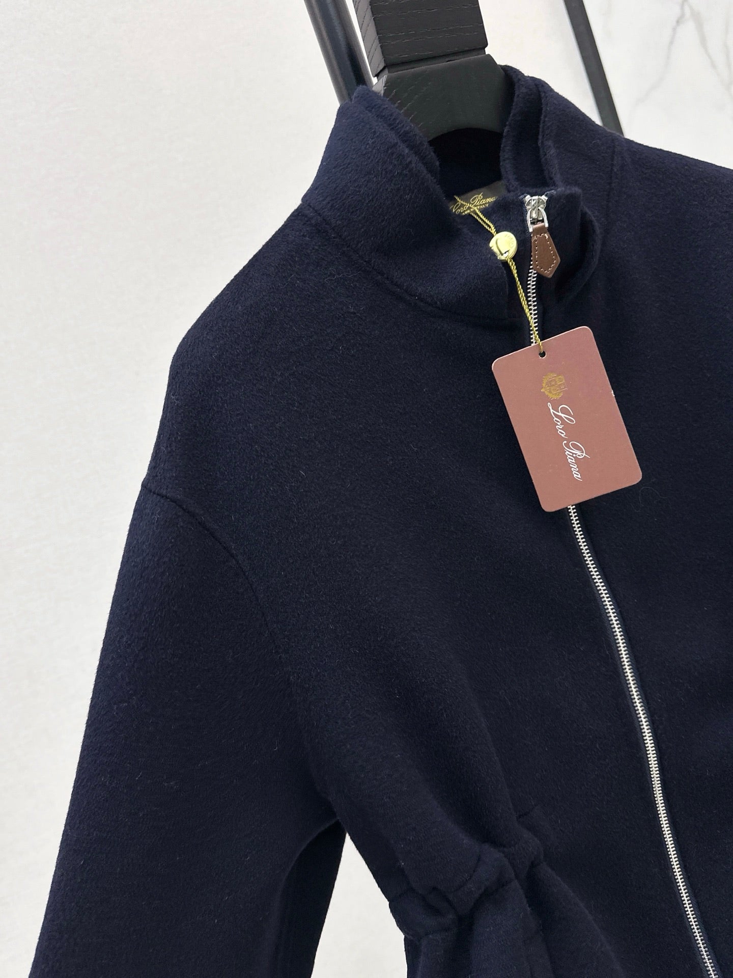 Lor 25 New Navy Blue Stand Collar Wool Cashmere Jacket