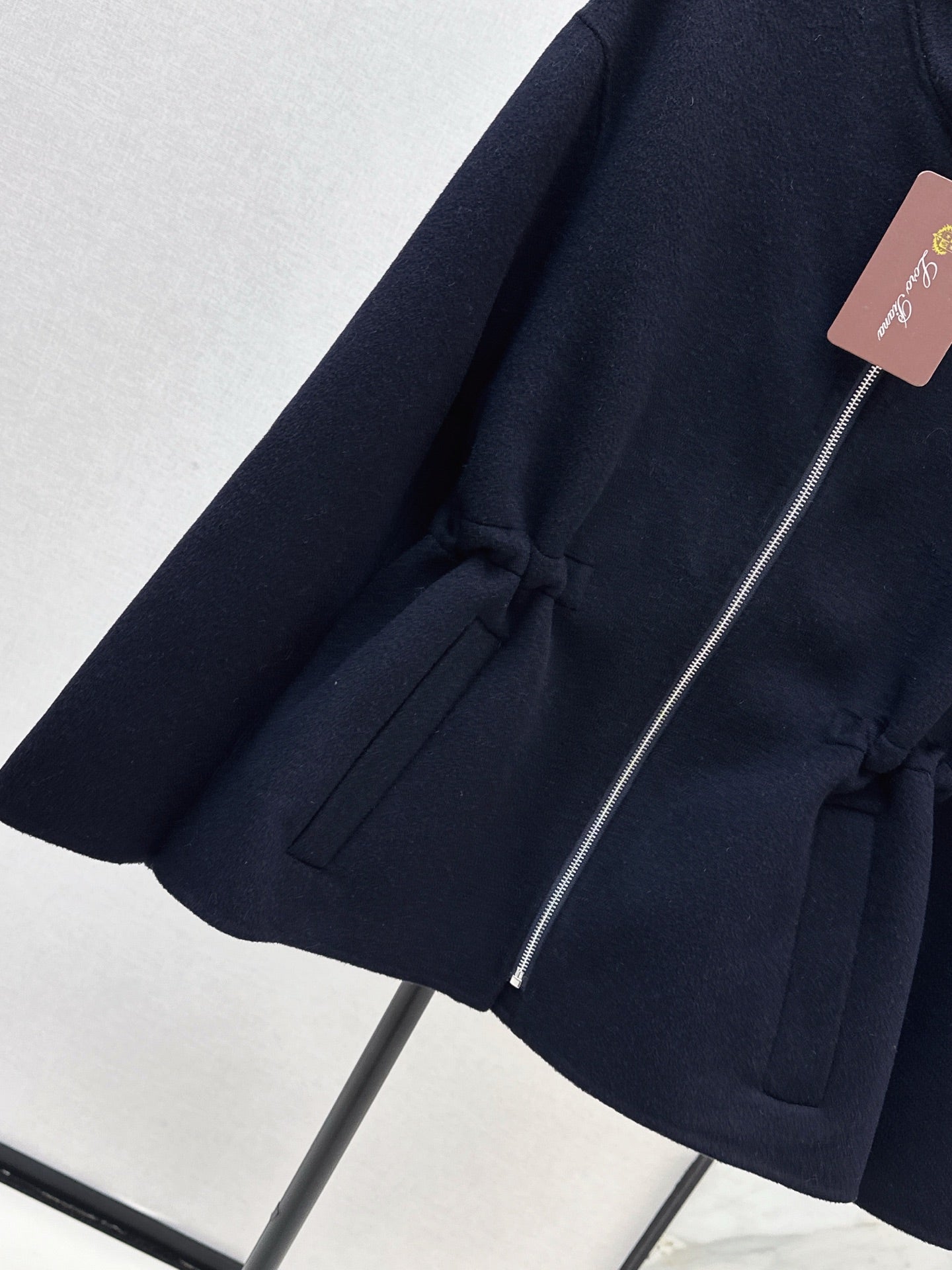 Lor 25 New Navy Blue Stand Collar Wool Cashmere Jacket