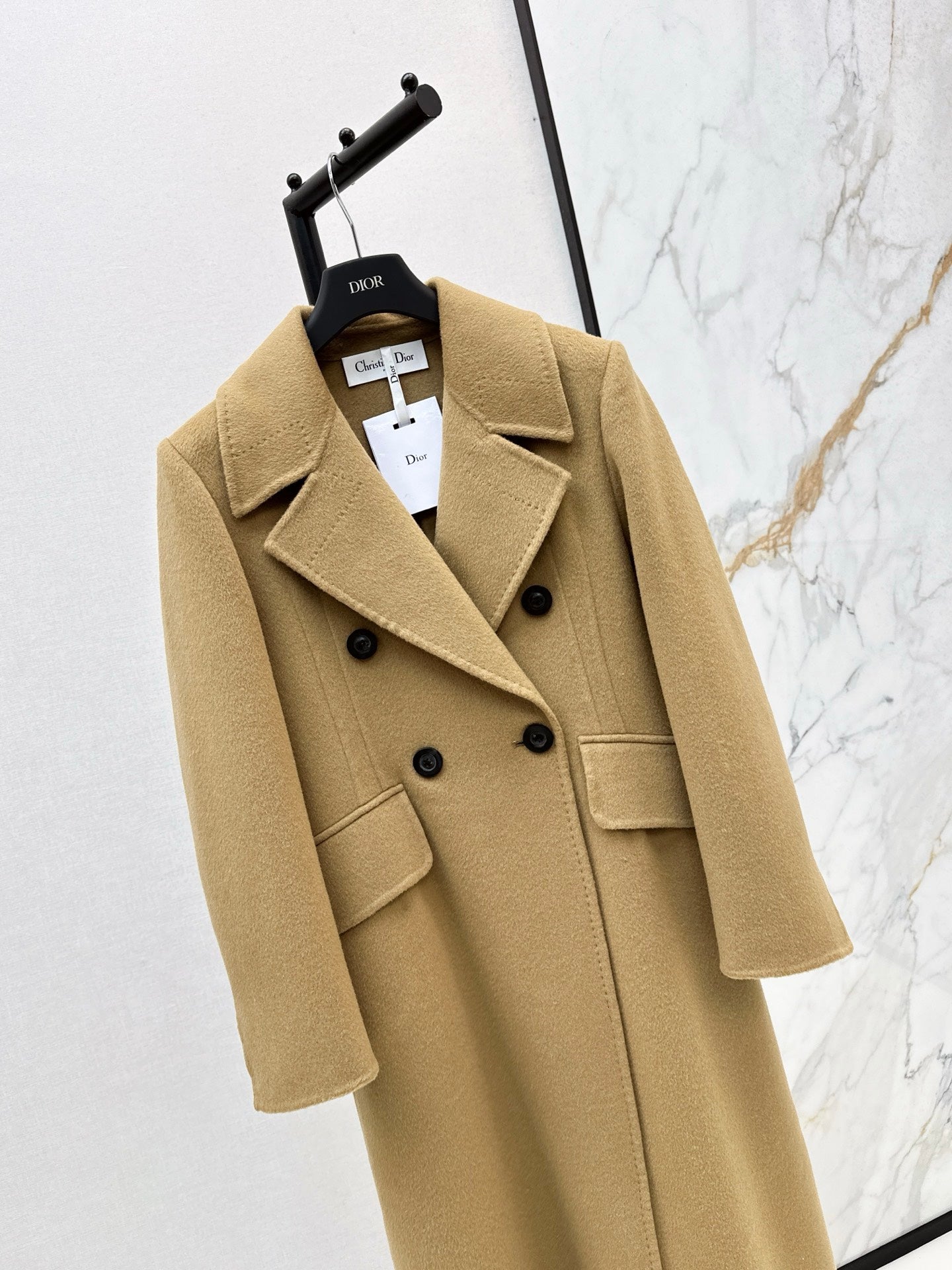 Max 25 New double-breasted lapel double-faced wool coat(WHITE/BLACK/KHAKI)