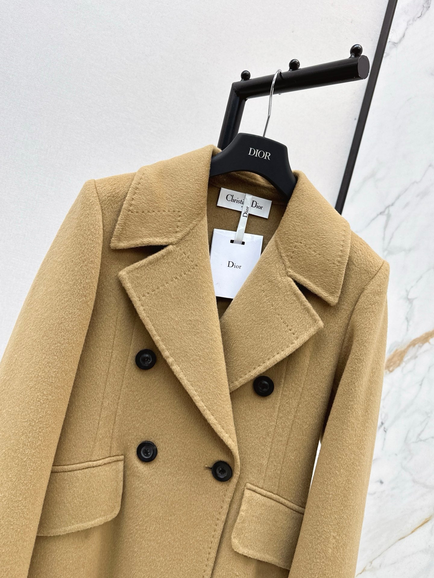 Max 25 New double-breasted lapel double-faced wool coat(WHITE/BLACK/KHAKI)