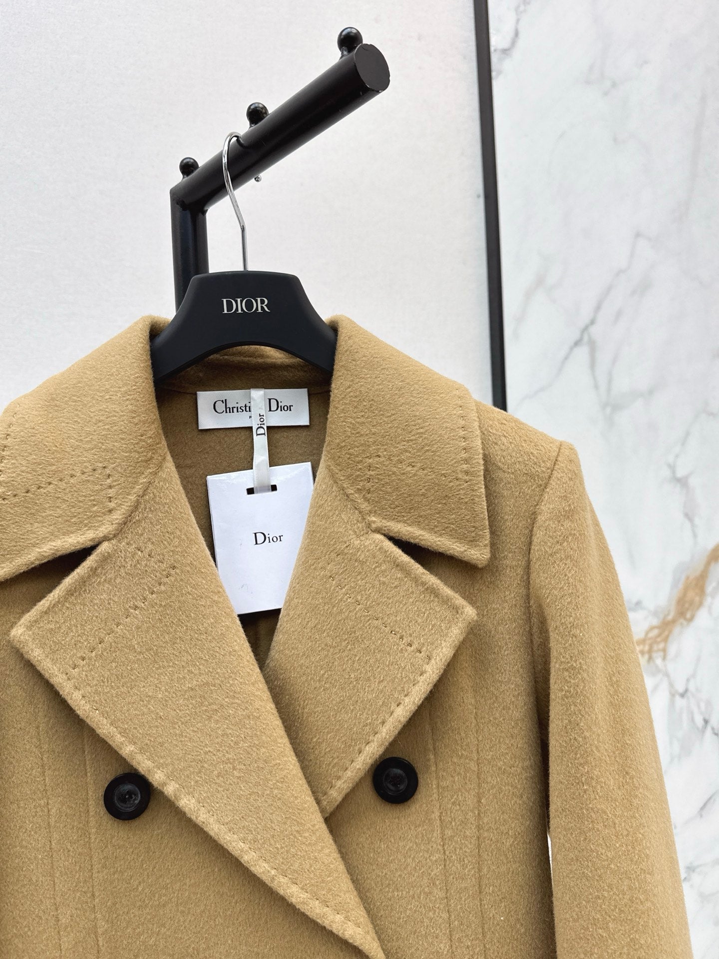 Max 25 New double-breasted lapel double-faced wool coat(WHITE/BLACK/KHAKI)