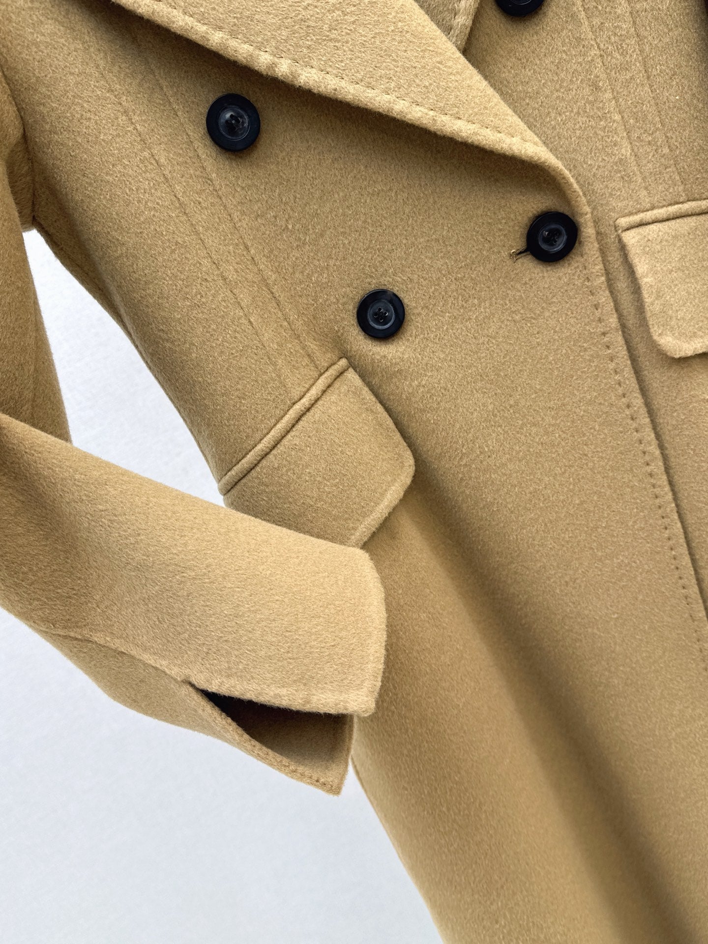 Max 25 New double-breasted lapel double-faced wool coat(WHITE/BLACK/KHAKI)