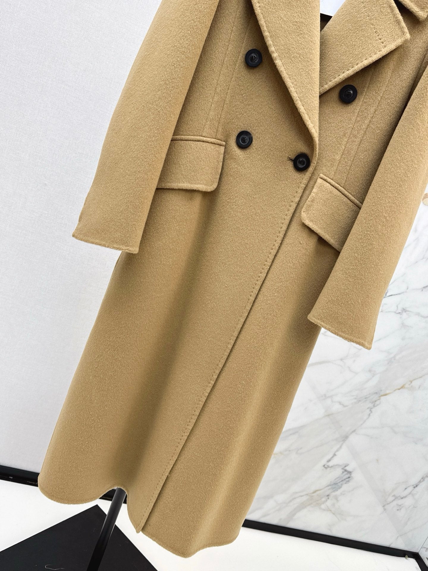 Max 25 New double-breasted lapel double-faced wool coat(WHITE/BLACK/KHAKI)