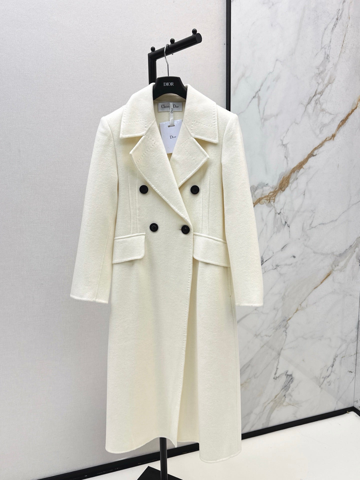 Max 25 New double-breasted lapel double-faced wool coat(WHITE/BLACK/KHAKI)