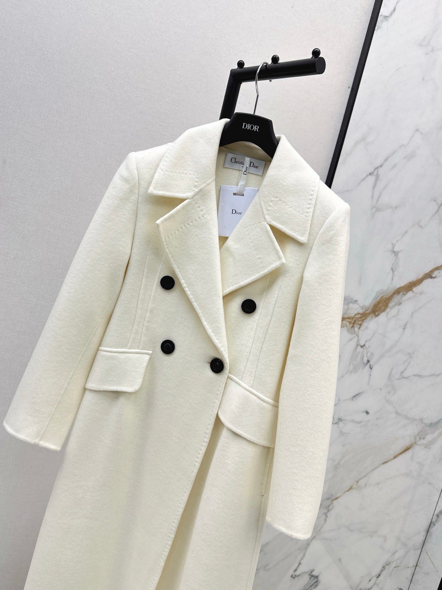 Max 25 New double-breasted lapel double-faced wool coat(WHITE/BLACK/KHAKI)
