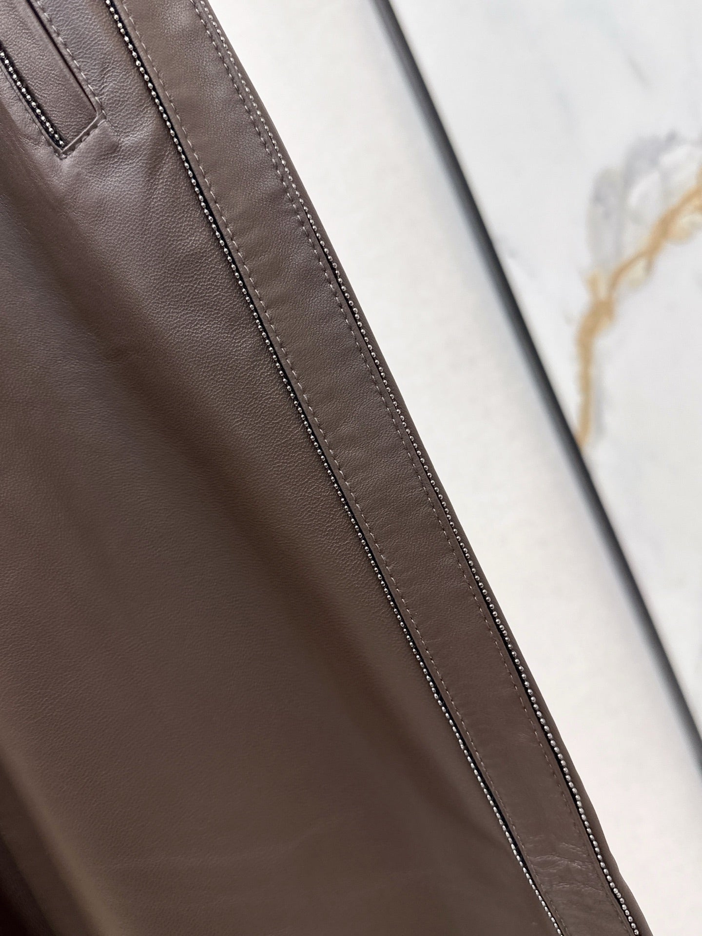 Bru 25 New beaded sheepskin elastic nine-point leather pants