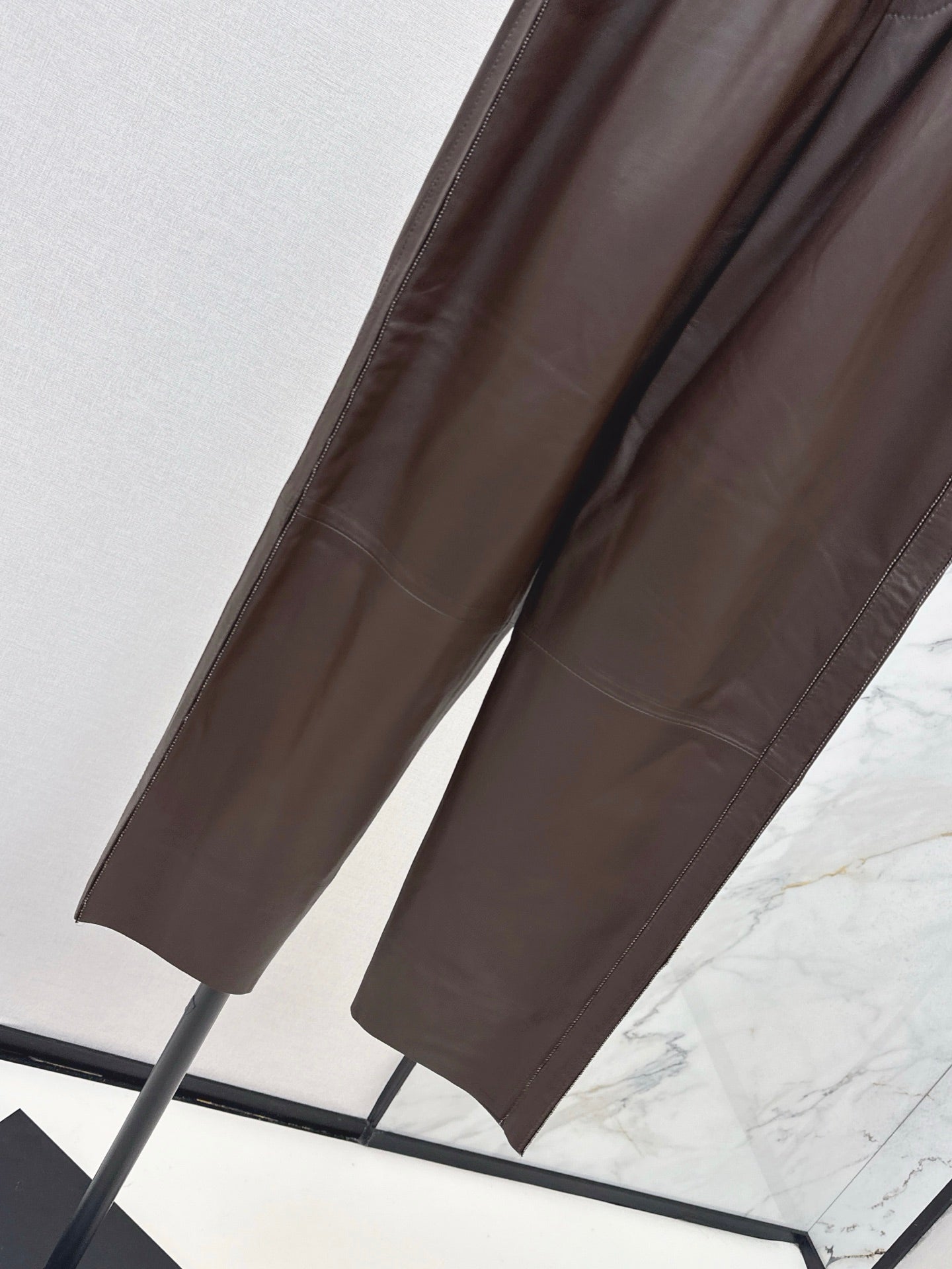 Bru 25 New beaded sheepskin elastic nine-point leather pants