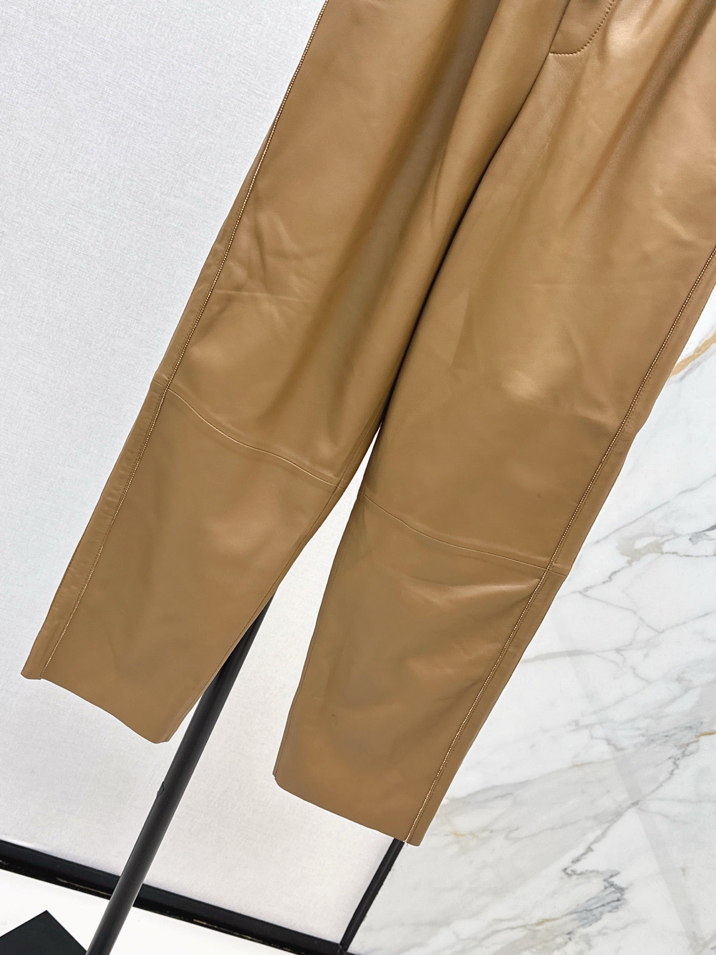 Bru 25 New beaded sheepskin elastic nine-point leather pants