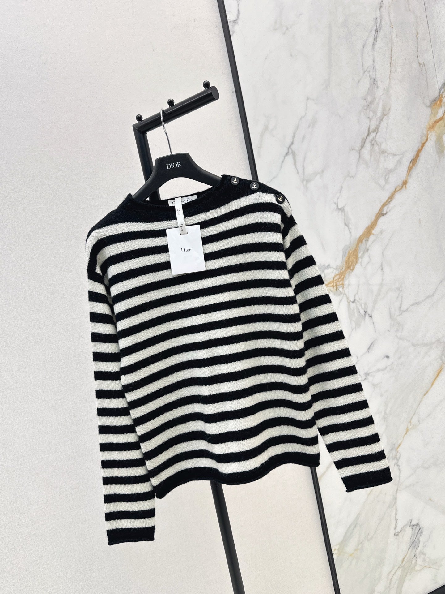 Di 25 New Navy Style Embroidered Letters Cashmere Sweater
