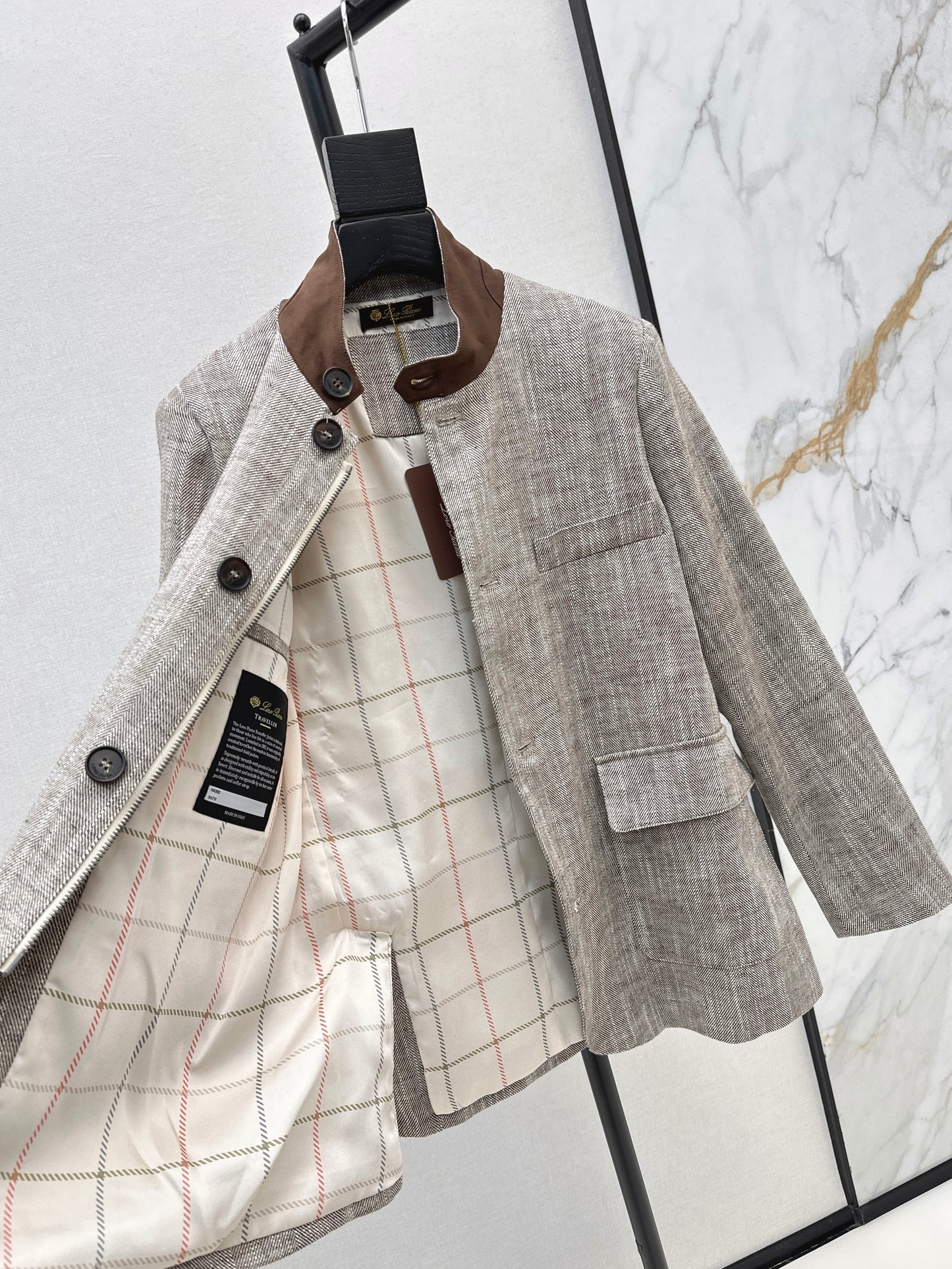 Lor 25fw New high-end gray stand-up collar jacket