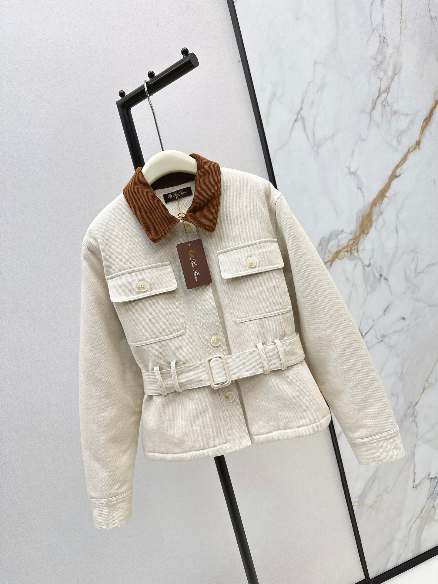 Lor 25fw New style quilted windbreaker with waist design(KHAKI/BEIGI)