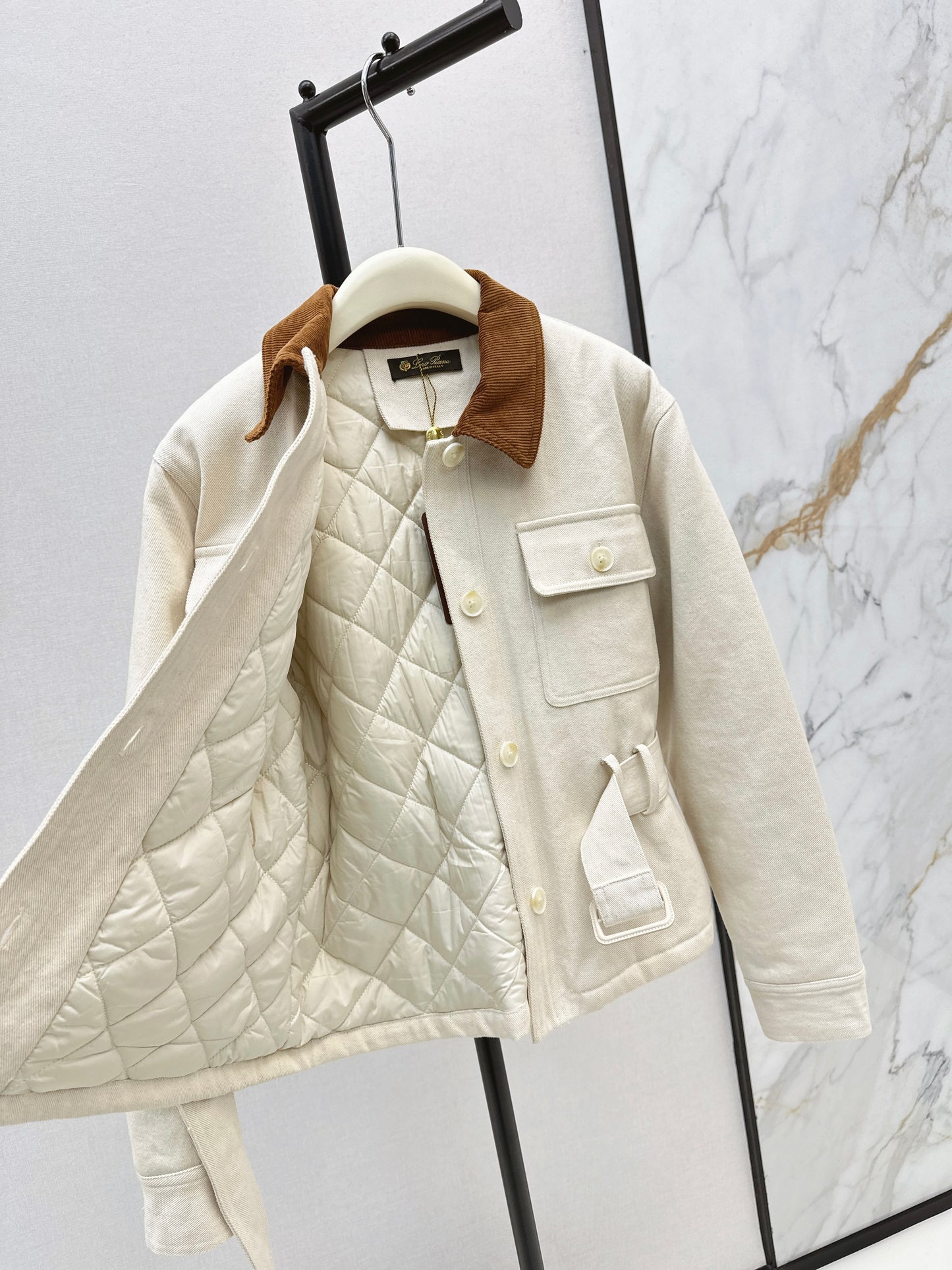 Lor 25fw New style quilted windbreaker with waist design(KHAKI/BEIGI)