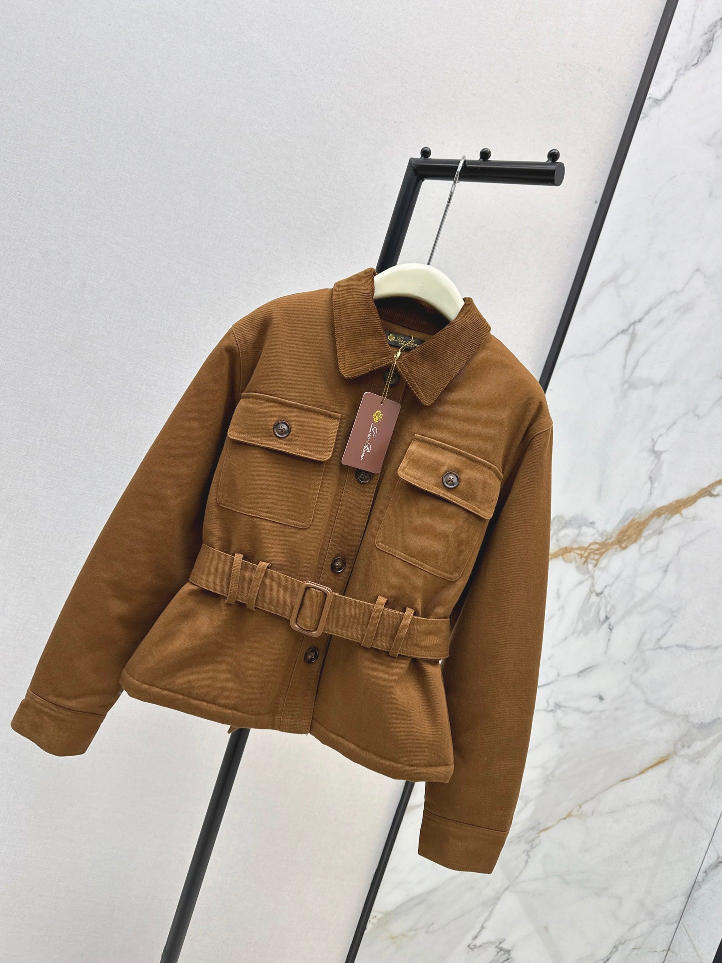 Lor 25fw New style quilted windbreaker with waist design(KHAKI/BEIGI)