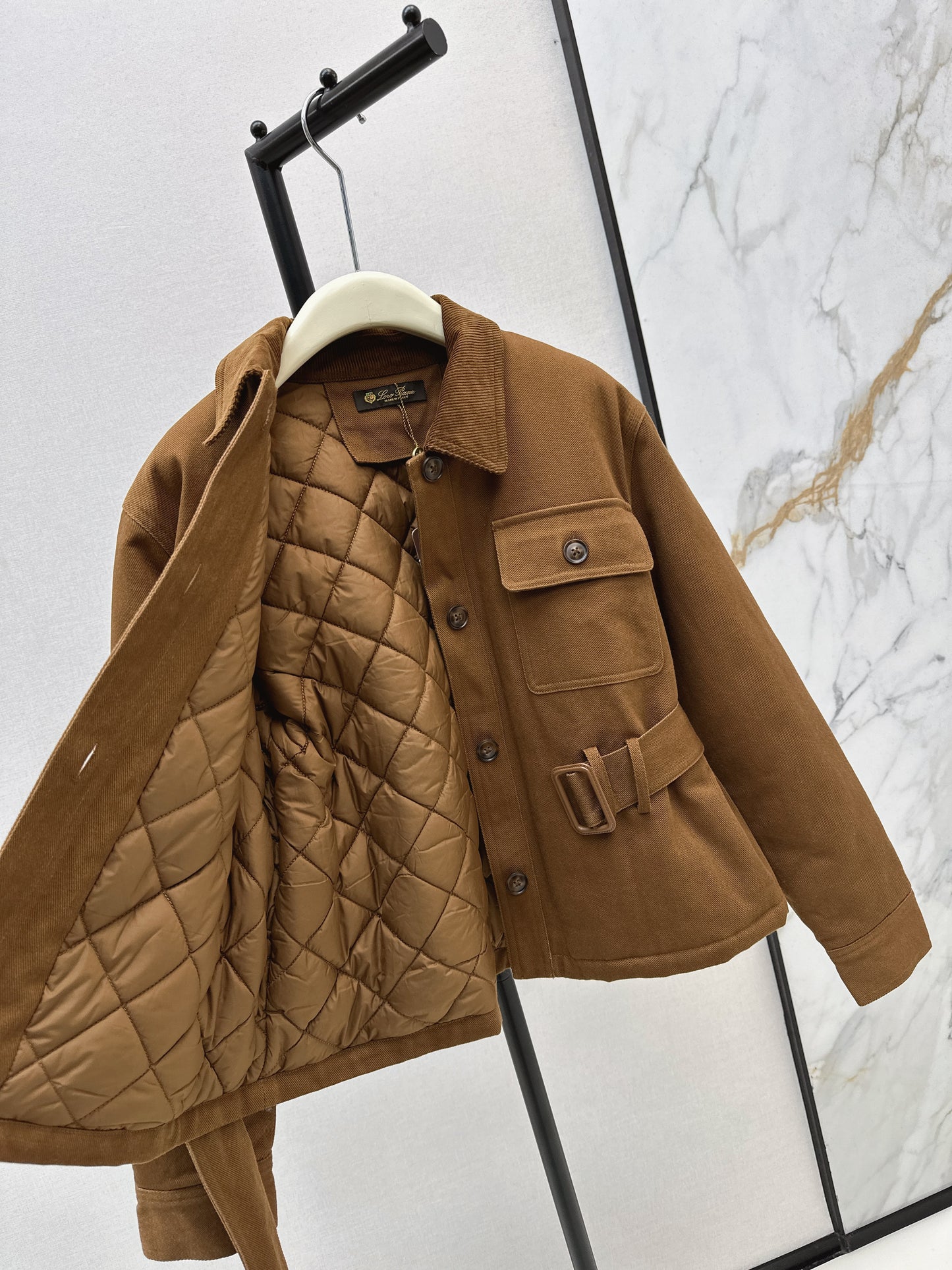 Lor 25fw New style quilted windbreaker with waist design(KHAKI/BEIGI)