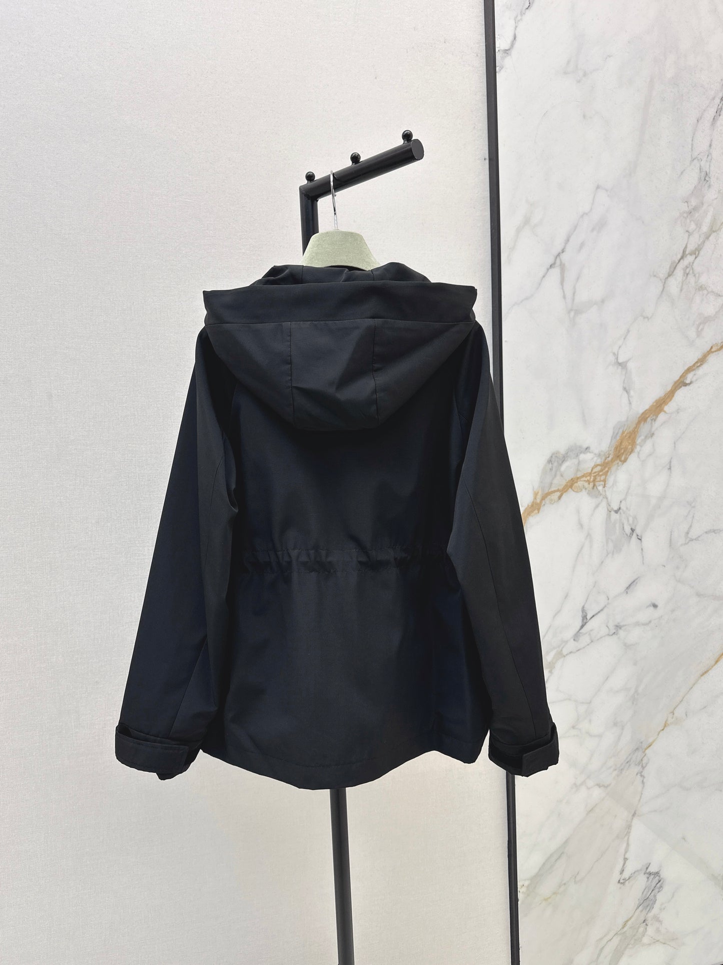 He 25fw Workwear style hooded windbreaker jacket(WHITE/BLACK)