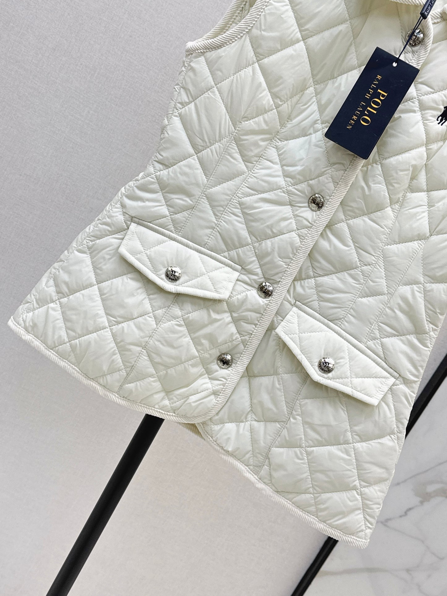 Ral 25 New retro pony pattern embroidery padded vest jacket(WHITE/KHAKI/NAVY)