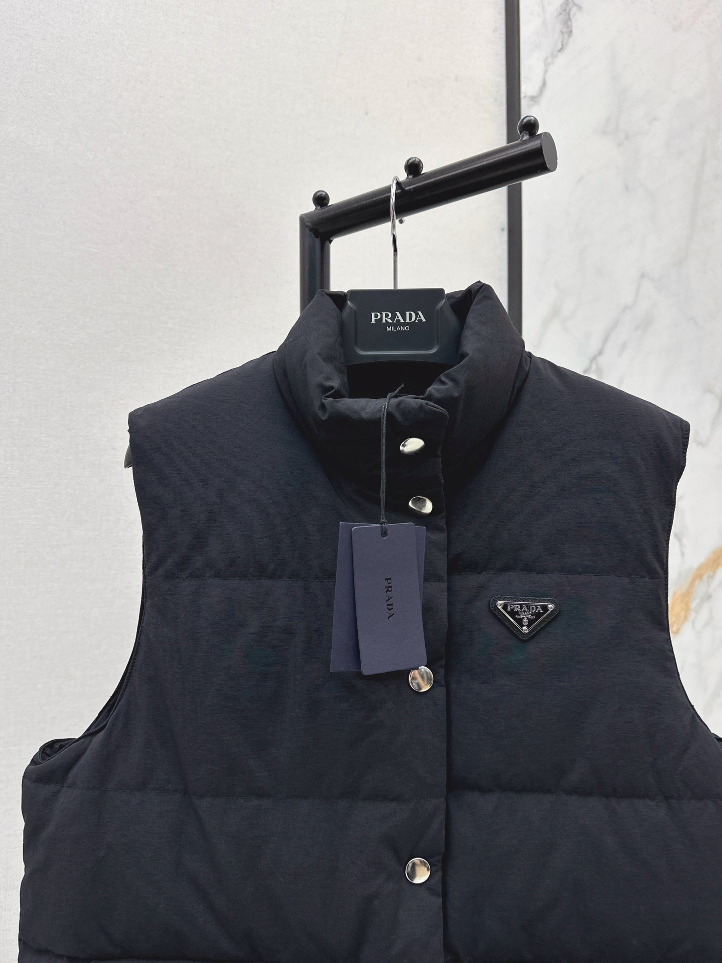 Pr 25 stand collar down vest jacket(KHAKI/BLACK)