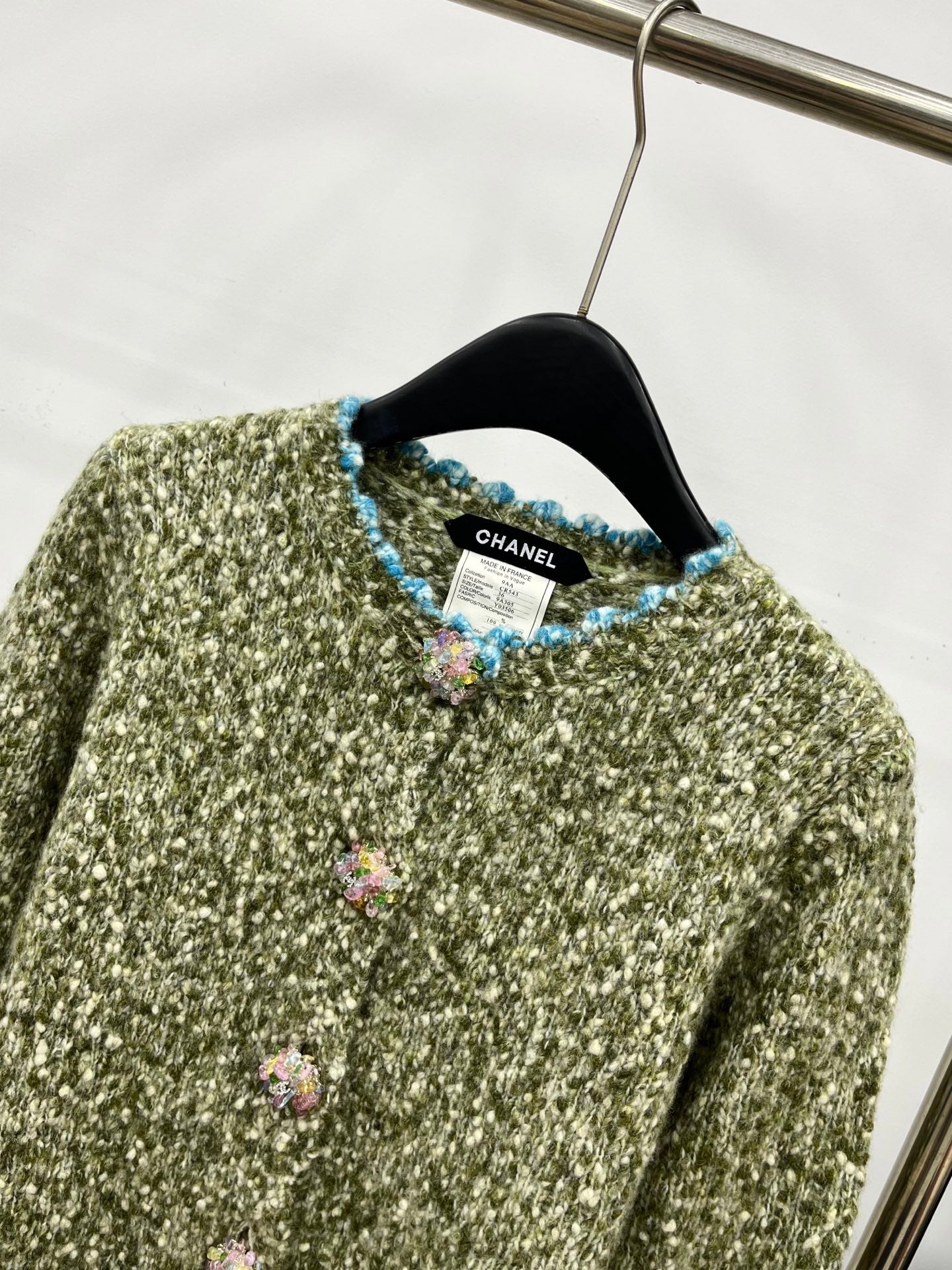 C 25 Handmade large diamond button cashmere cardigan