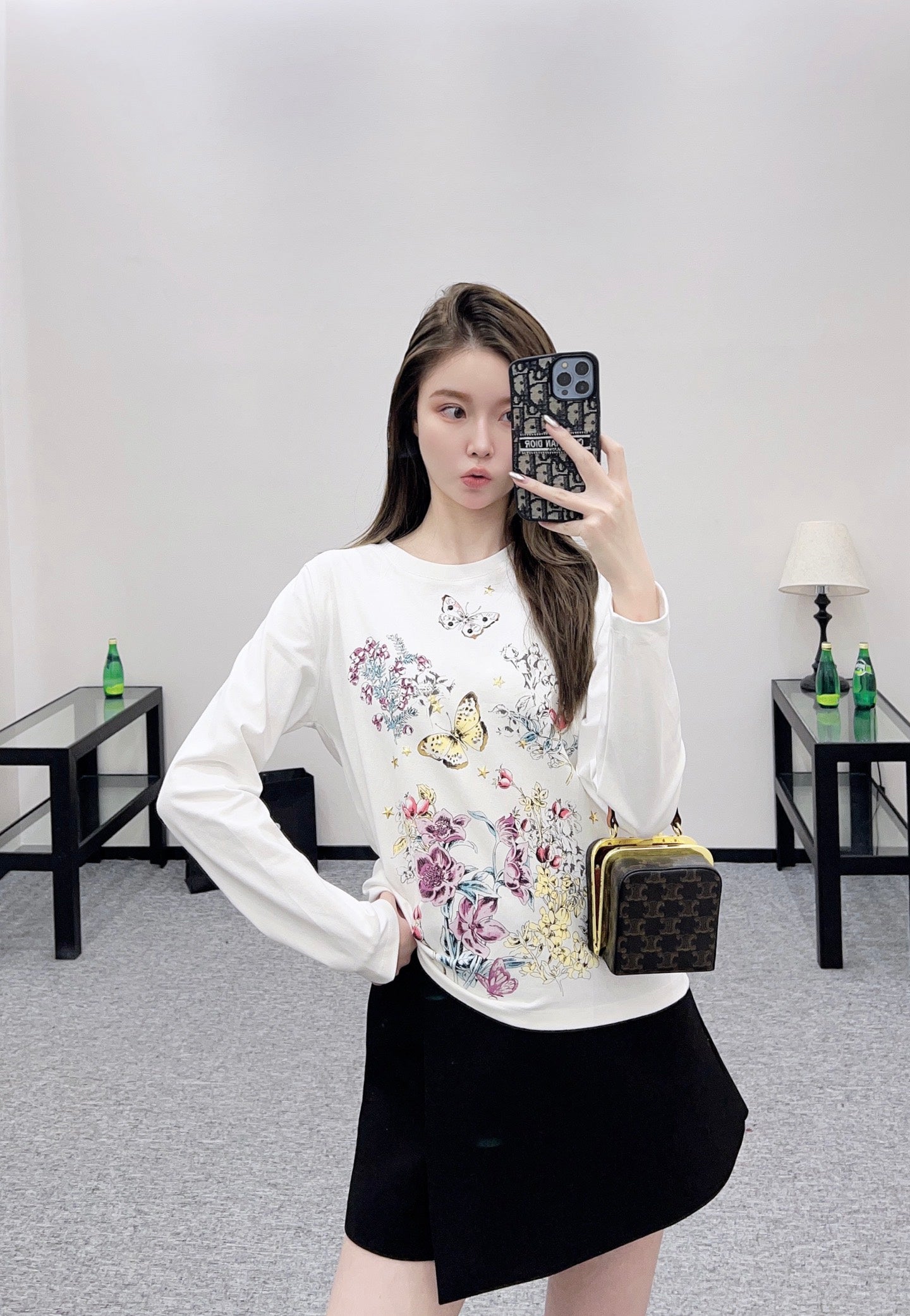Di 25 Round neck printed cotton long sleeved shirt
