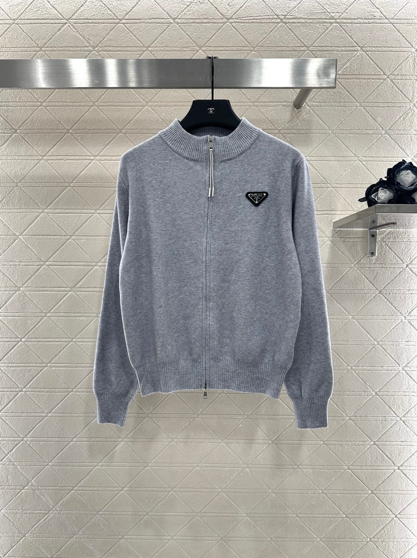 Pr 25 Zipper knitted wool jacket(BLACK/GRAY/BEIGI)