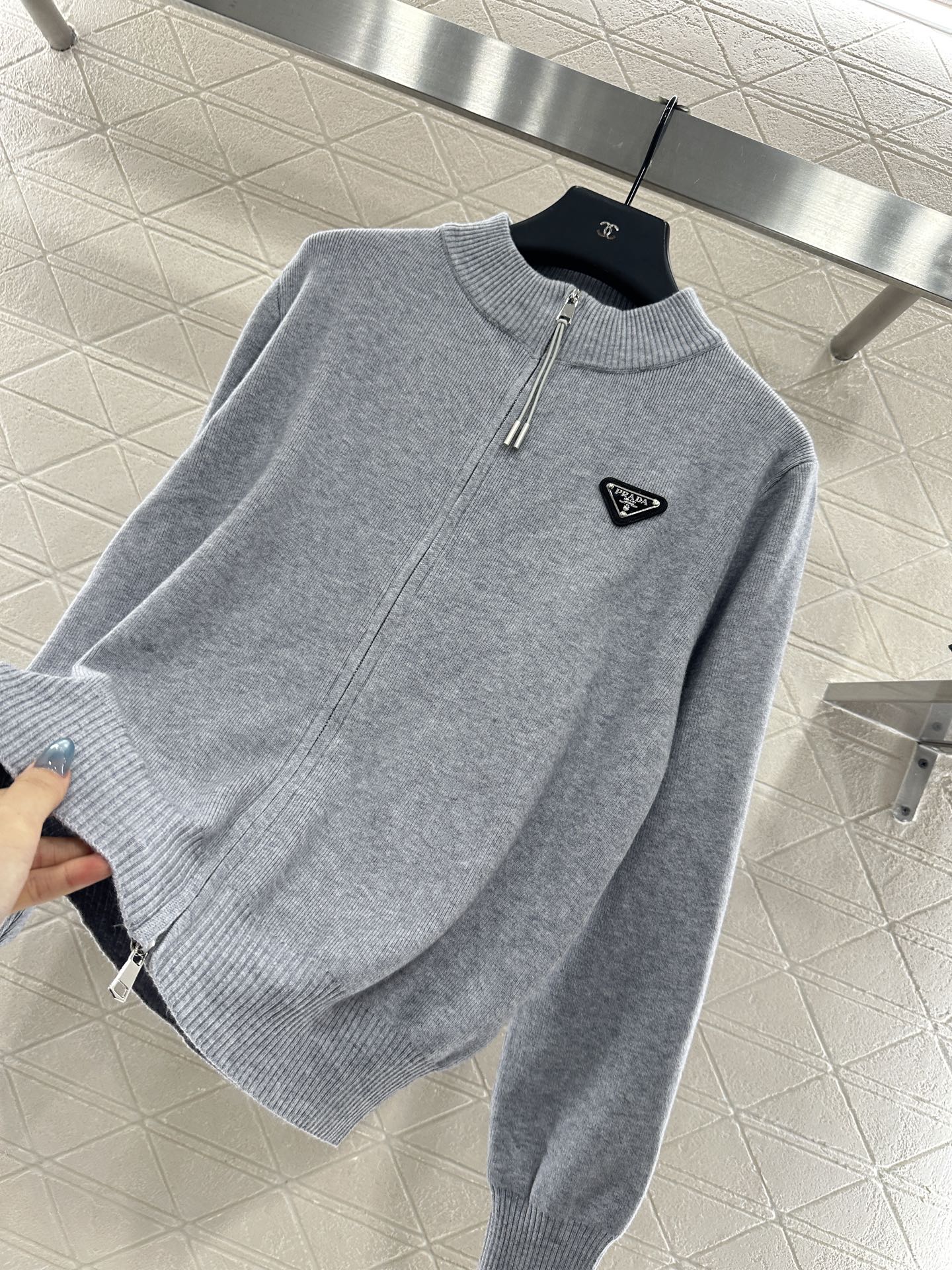 Pr 25 Zipper knitted wool jacket(BLACK/GRAY/BEIGI)