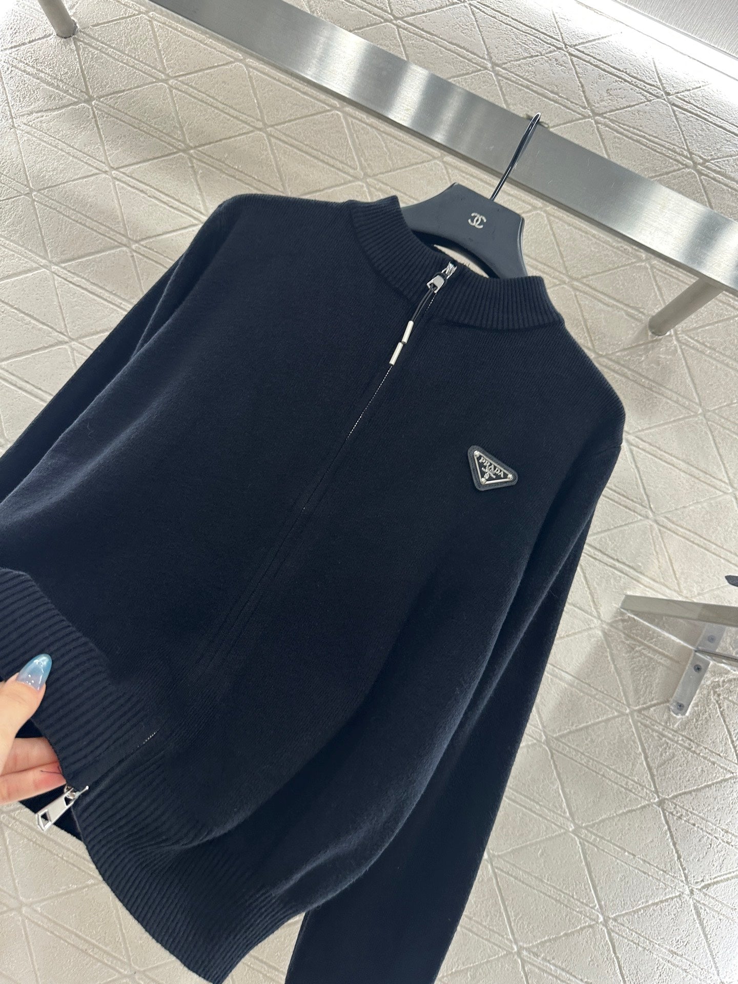 Pr 25 Zipper knitted wool jacket(BLACK/GRAY/BEIGI)