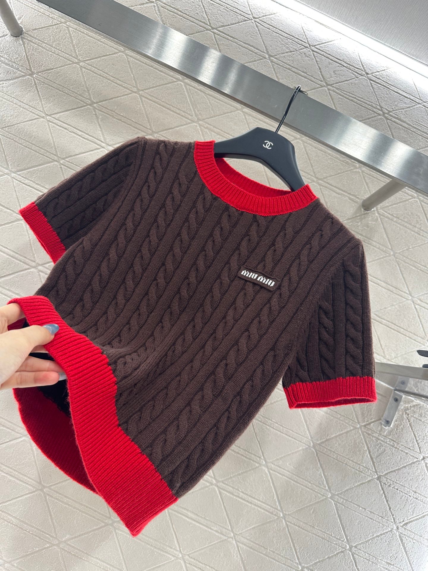 Mi 25 Fried Dough Twists letter knitting wool short sleeve