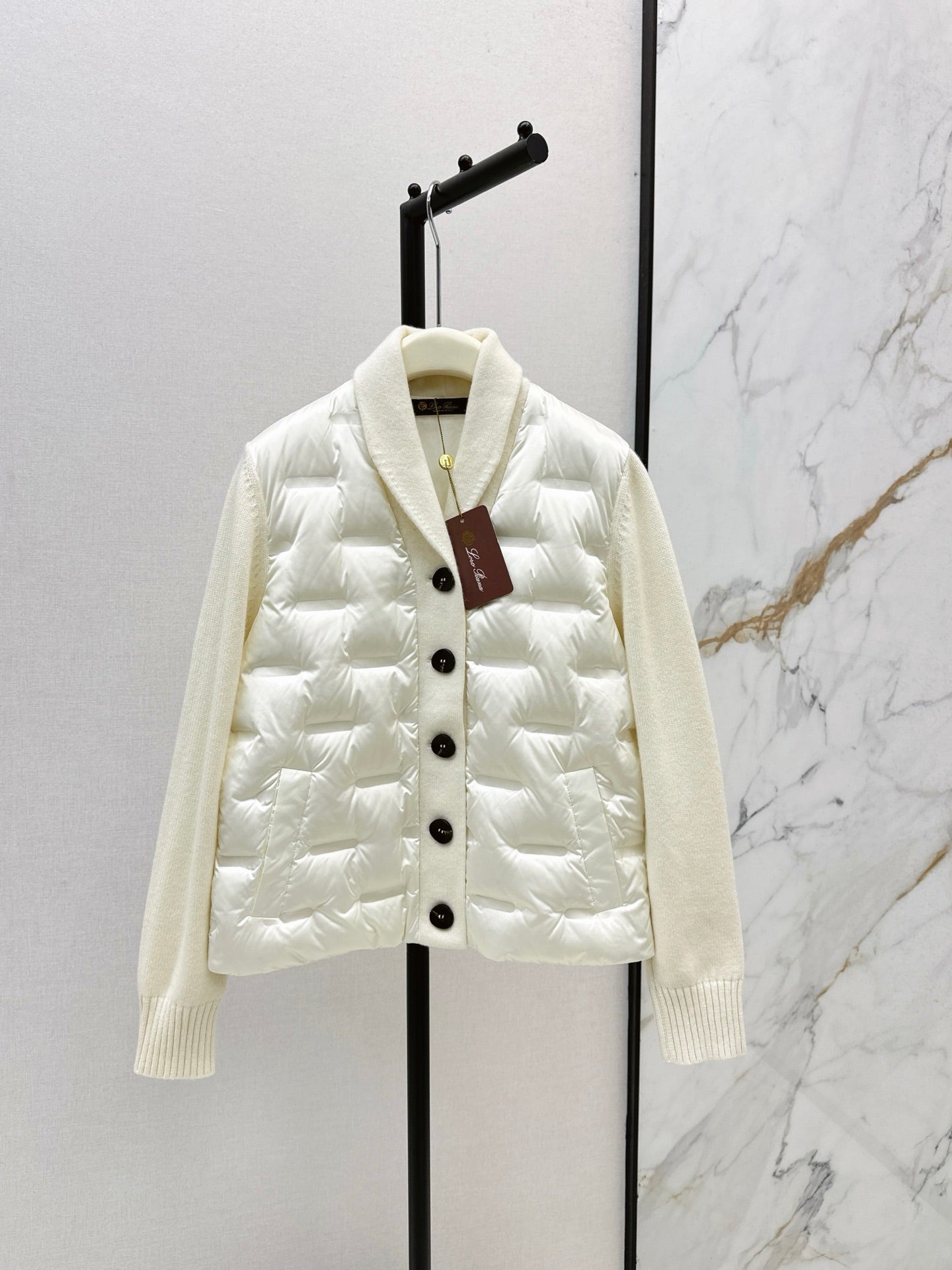 Lor 25 New knitted spliced goose down jacket(BIEIG/BROWN/WHITE)