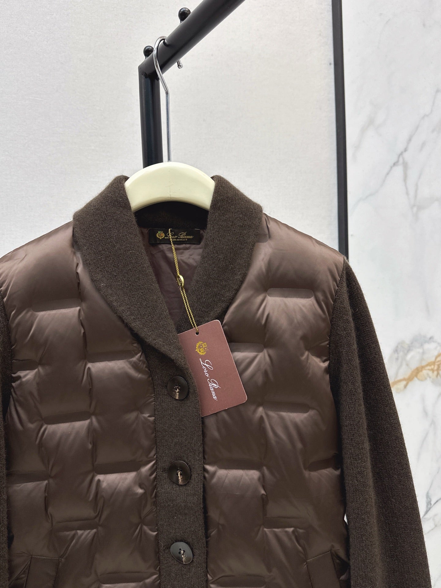 Lor 25 New knitted spliced goose down jacket(BIEIG/BROWN/WHITE)