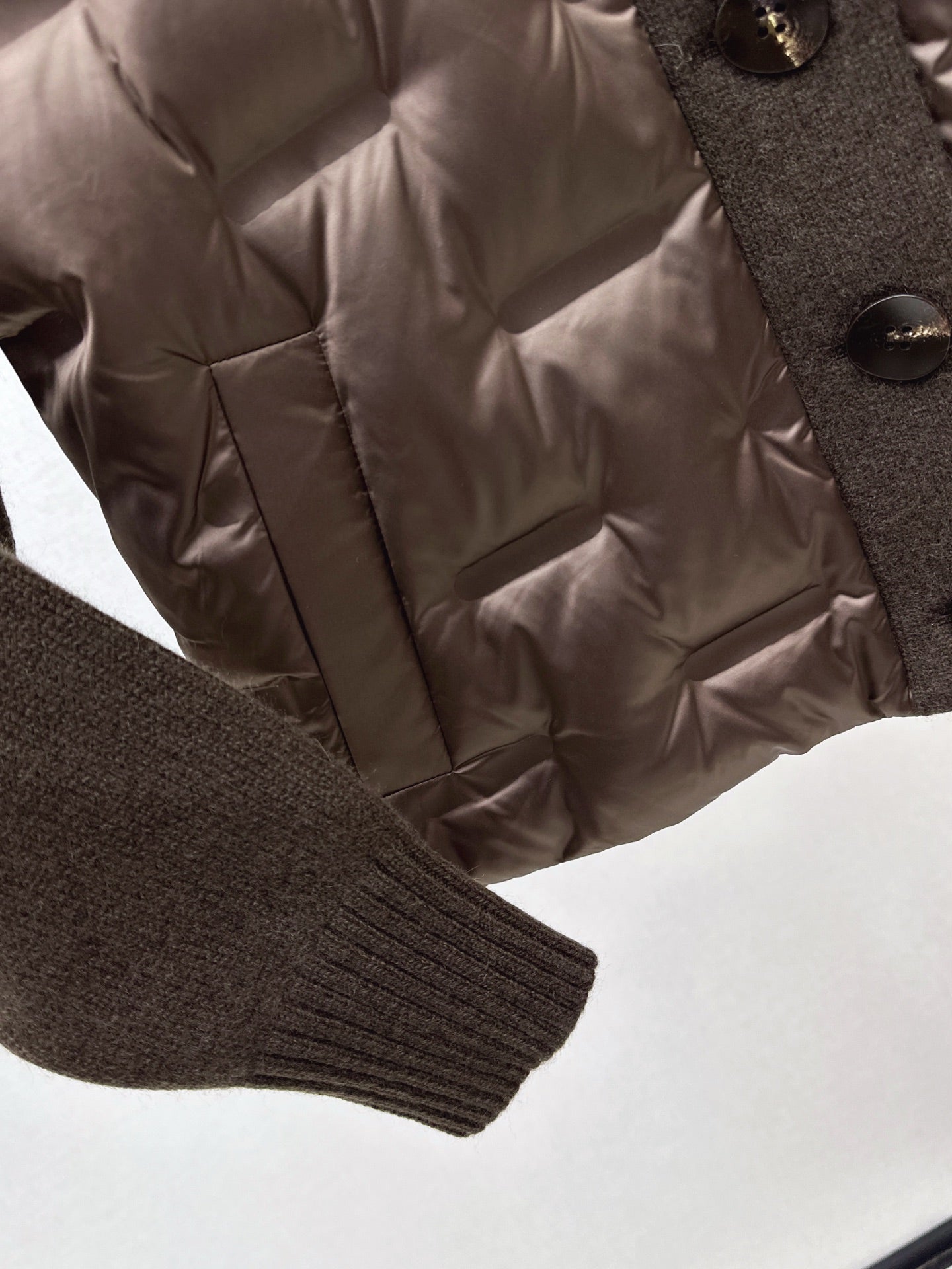 Lor 25 New knitted spliced goose down jacket(BIEIG/BROWN/WHITE)