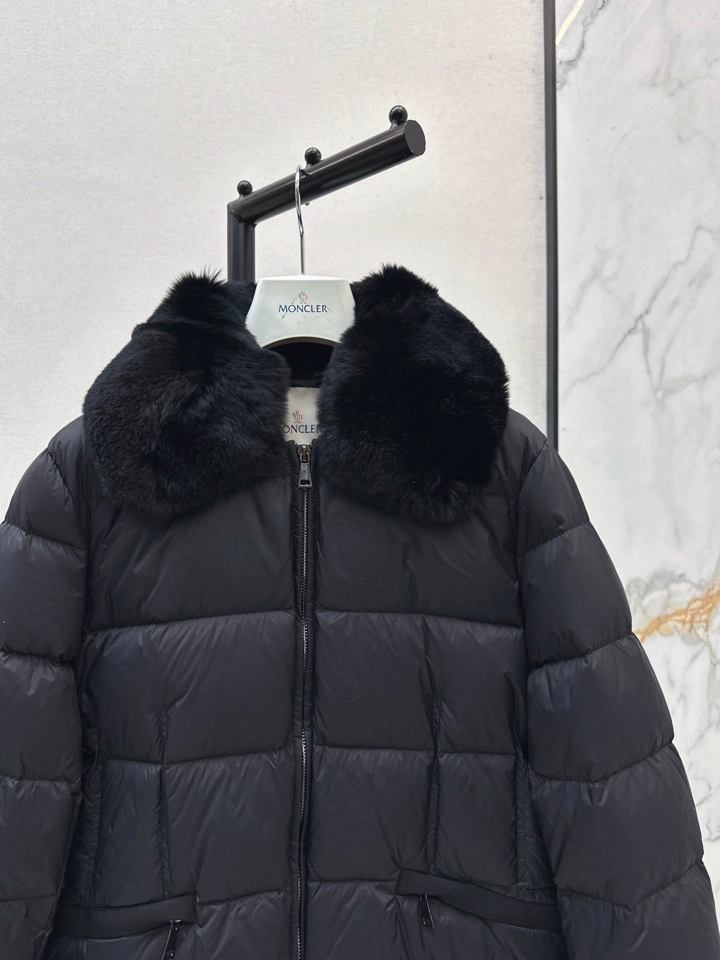Mon 25 New Otter Rabbit fur collar zipper down jacket(WHITE/BLACK/GREEN)