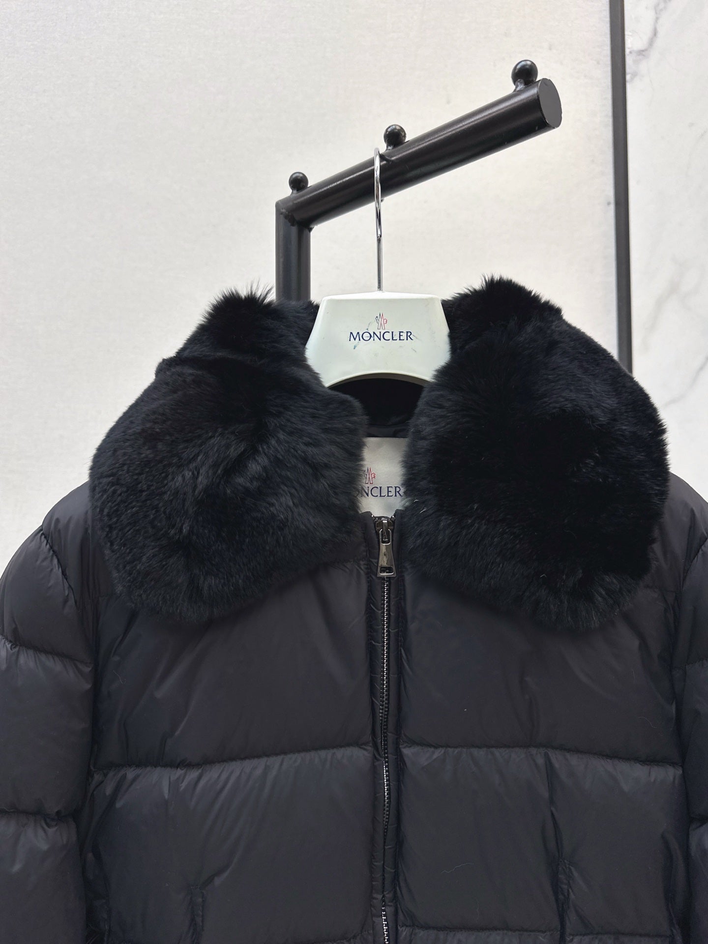 Mon 25 New Otter Rabbit fur collar zipper down jacket(WHITE/BLACK/GREEN)
