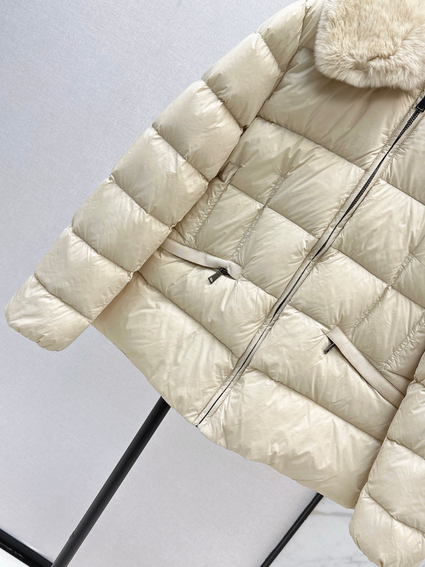 Mon 25 New Otter Rabbit fur collar zipper down jacket(WHITE/BLACK/GREEN)