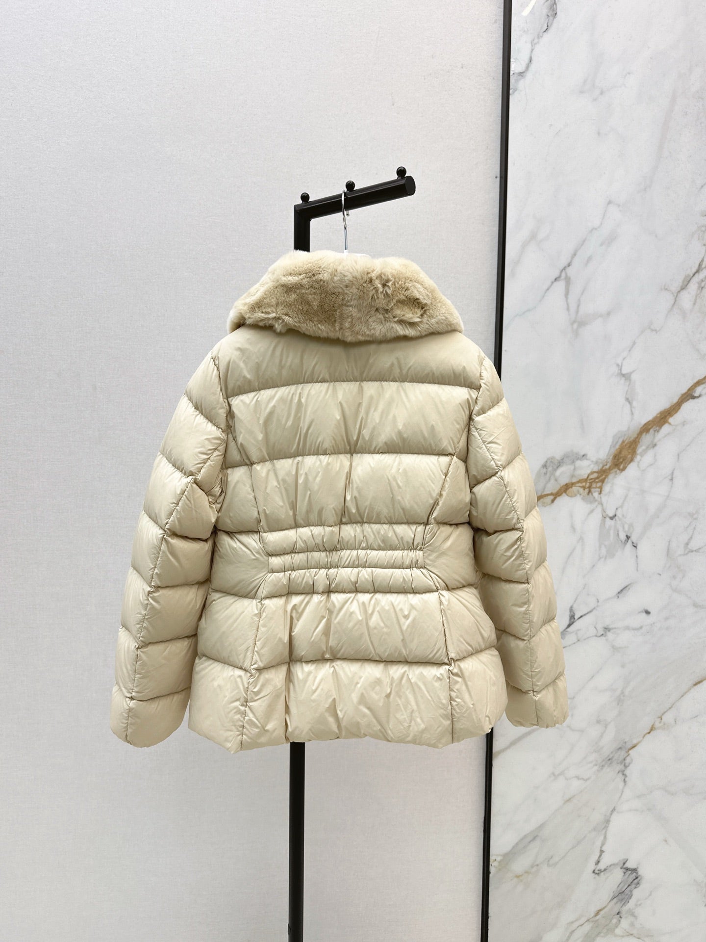 Mon 25 New Otter Rabbit fur collar zipper down jacket(WHITE/BLACK/GREEN)
