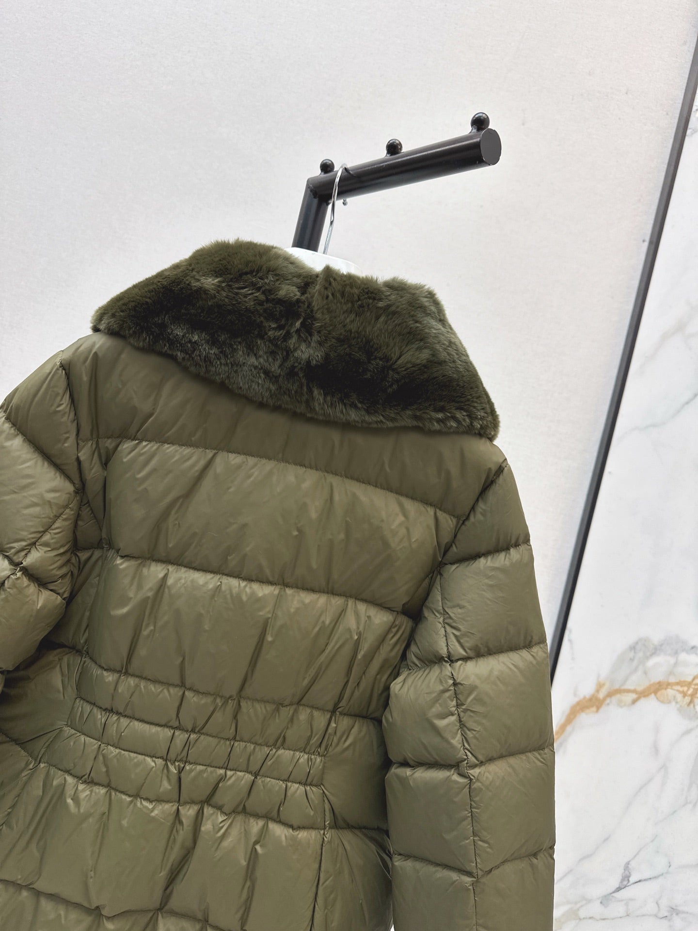 Mon 25 New Otter Rabbit fur collar zipper down jacket(WHITE/BLACK/GREEN)