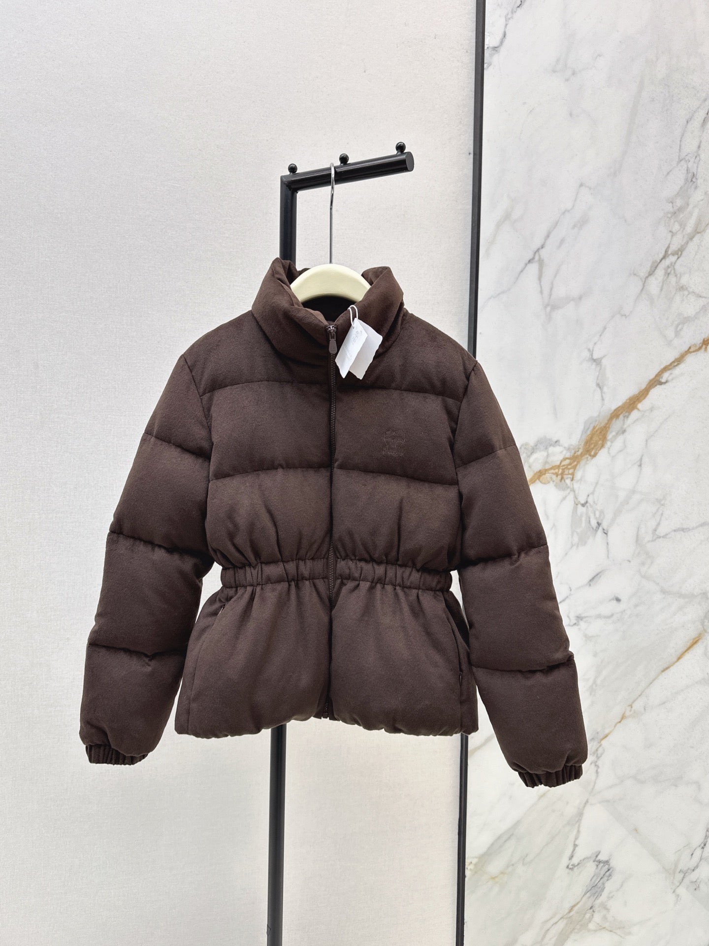 Lor 25 New drawstring waistband woolen down jacket(NAVY/BROWN)
