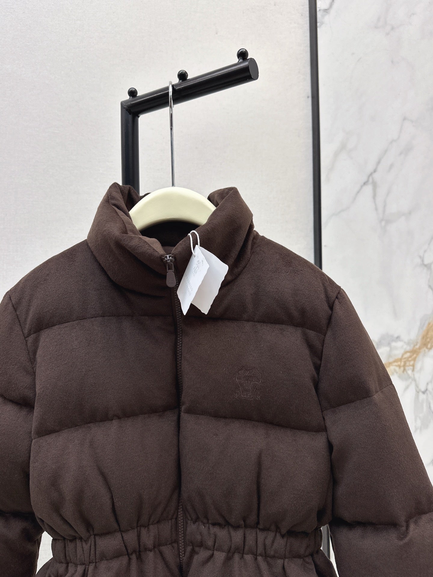 Lor 25 New drawstring waistband woolen down jacket(NAVY/BROWN)