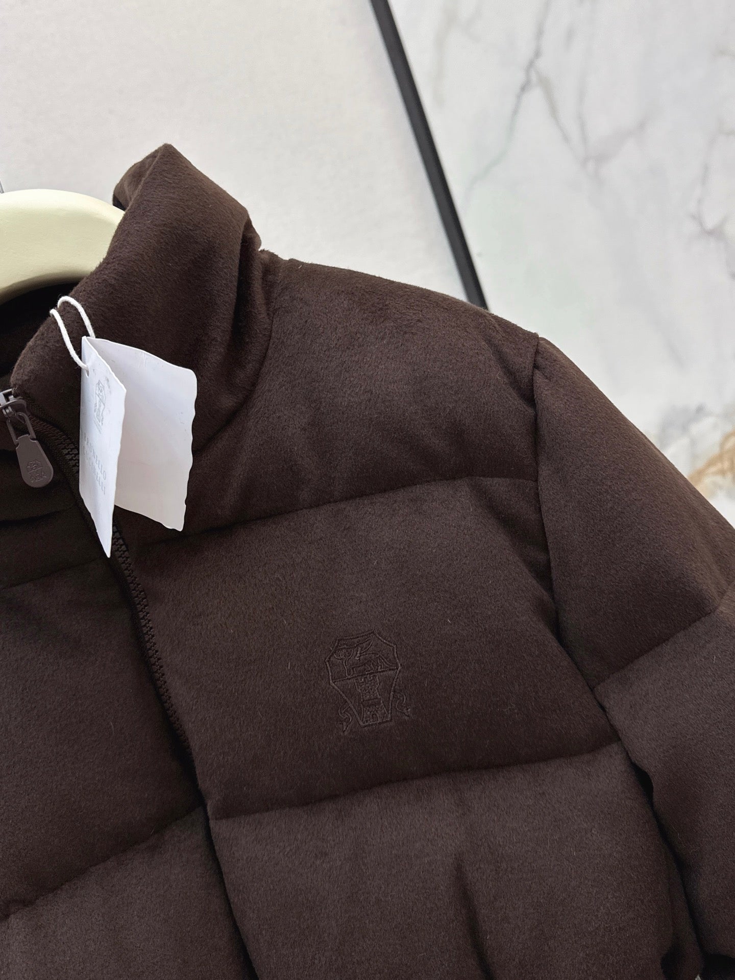 Lor 25 New drawstring waistband woolen down jacket(NAVY/BROWN)