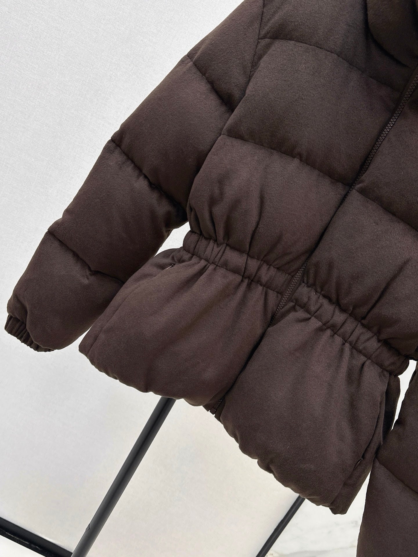 Lor 25 New drawstring waistband woolen down jacket(NAVY/BROWN)