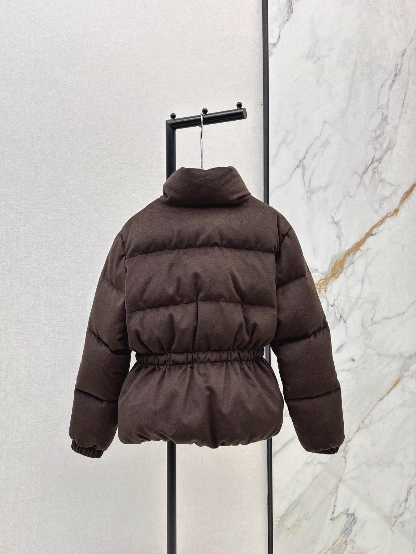 Lor 25 New drawstring waistband woolen down jacket(NAVY/BROWN)
