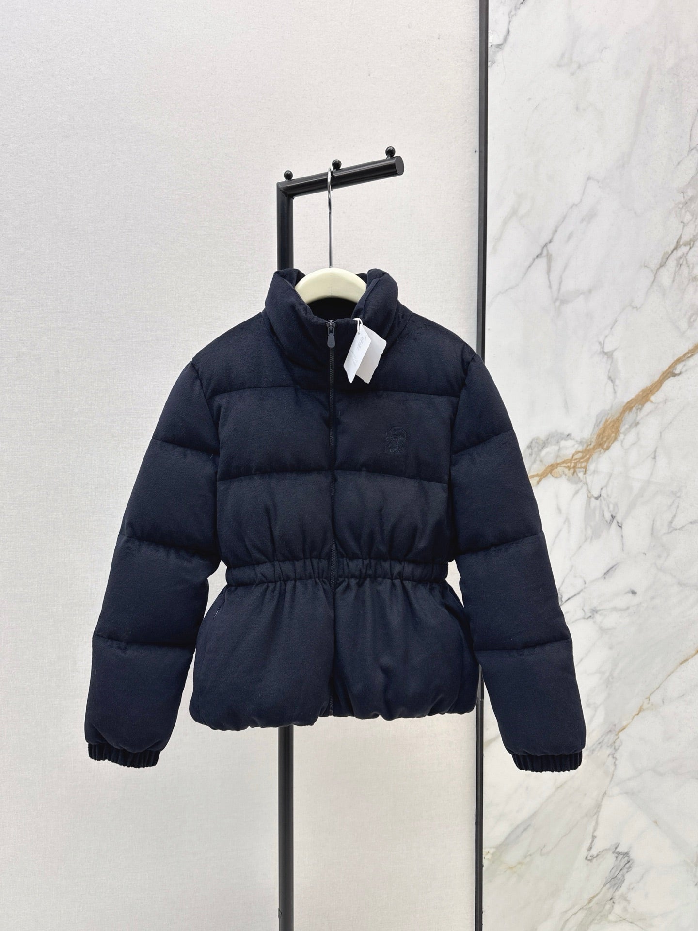 Lor 25 New drawstring waistband woolen down jacket(NAVY/BROWN)
