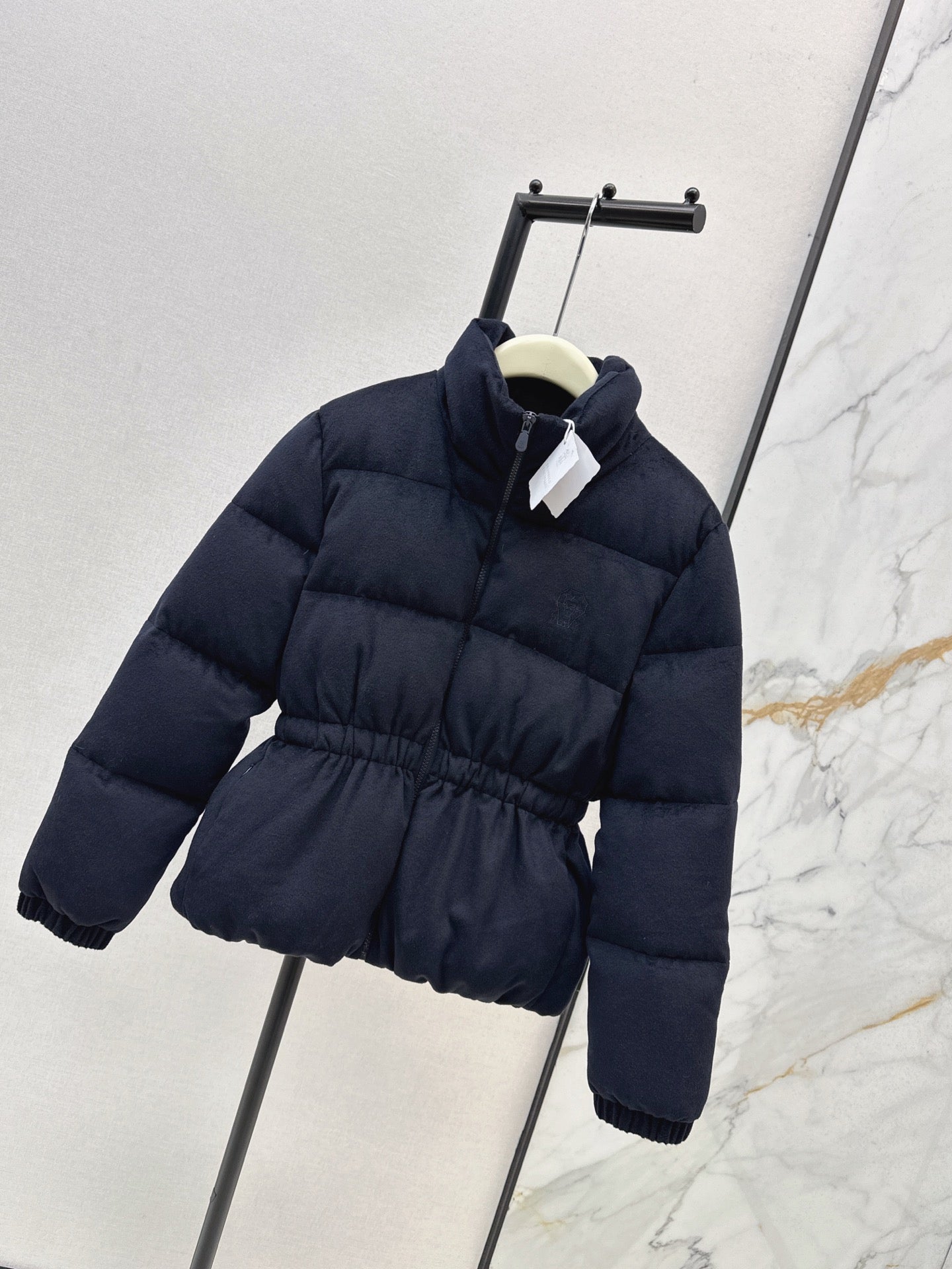 Lor 25 New drawstring waistband woolen down jacket(NAVY/BROWN)