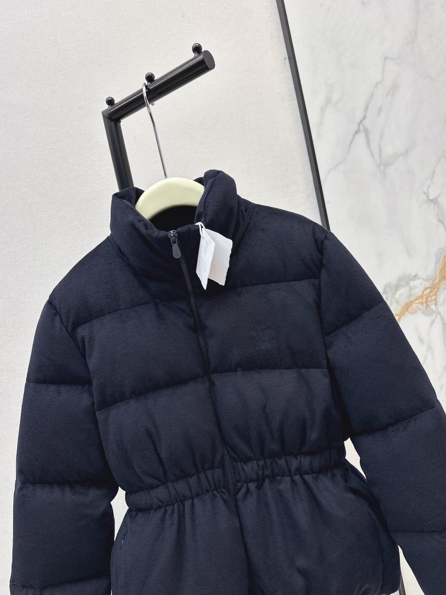 Lor 25 New drawstring waistband woolen down jacket(NAVY/BROWN)