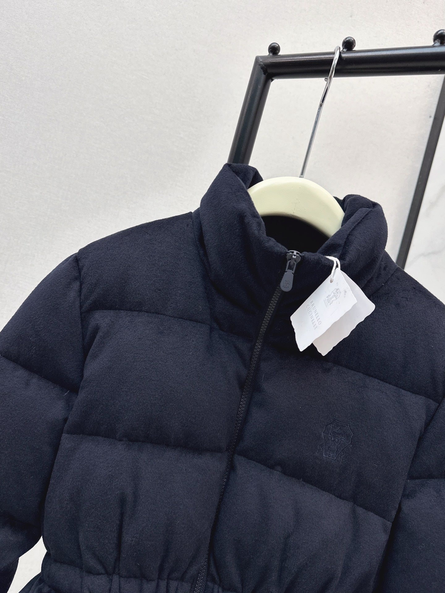 Lor 25 New drawstring waistband woolen down jacket(NAVY/BROWN)