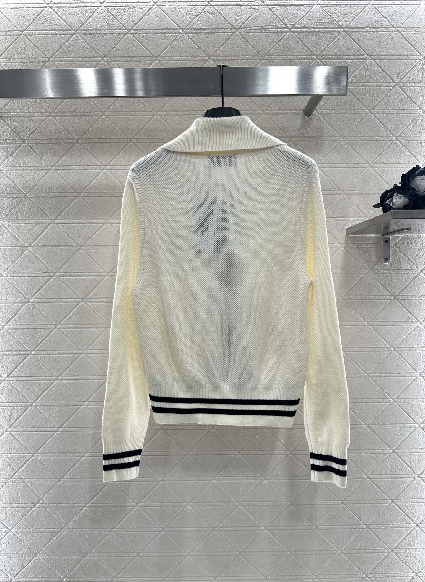 Guc 25 Zipper knitted wool cardigan(NAVY/BEIGI)