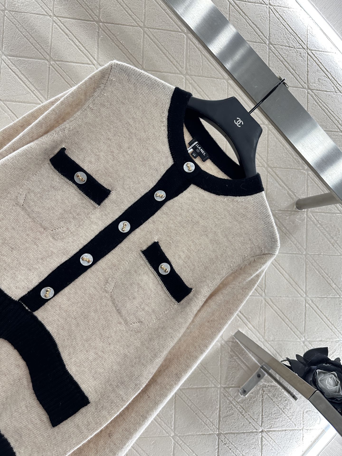 C 25 Pocket knitted cashmere long sleeved+short skirt set